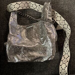 Rebecca Minkoff Silver Hobo Bag – Studded Detachable Strap